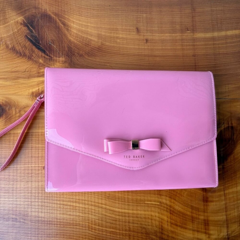 Ted Baker London Pink Patent Bow Clutch Wristlet